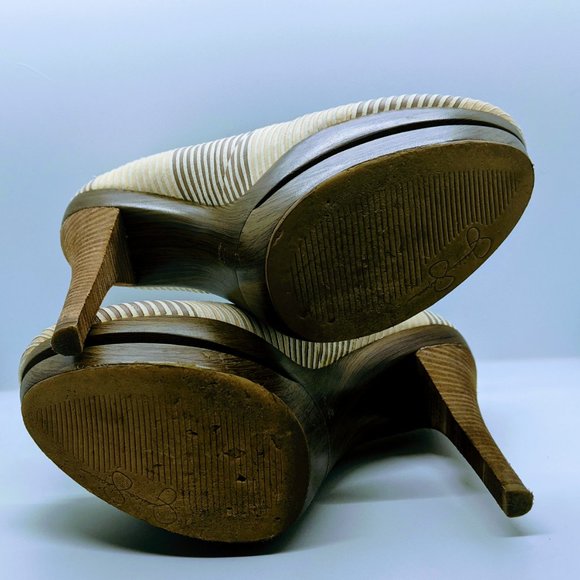 Jessica Simpson Striped Heels with Wood Platform - Picture 7 of 8